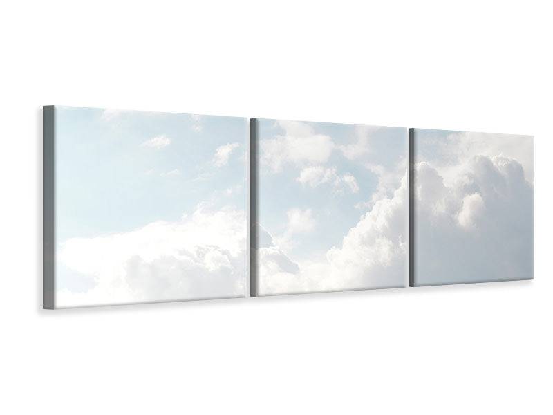 Panoramic 3-piece canvas picture Clouds in the light