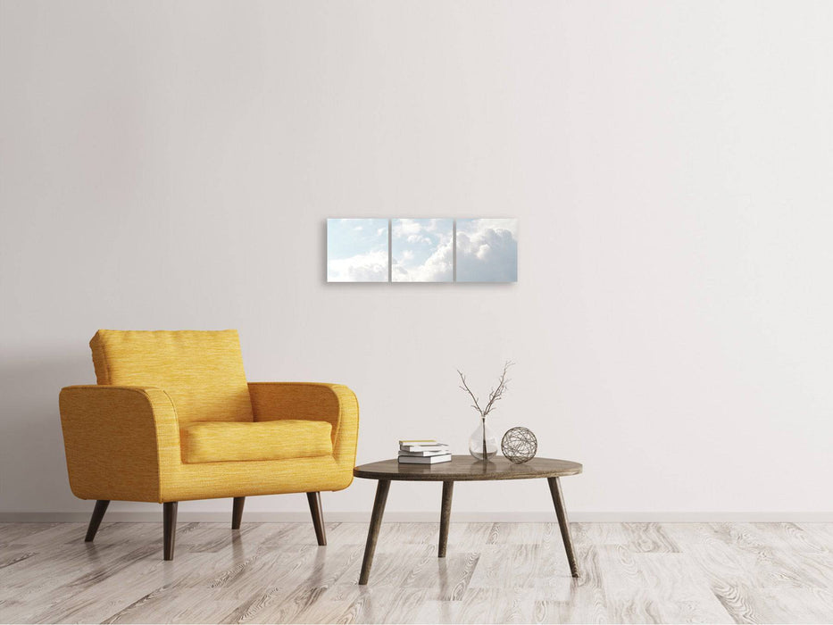 Panoramic 3-piece canvas picture Clouds in the light