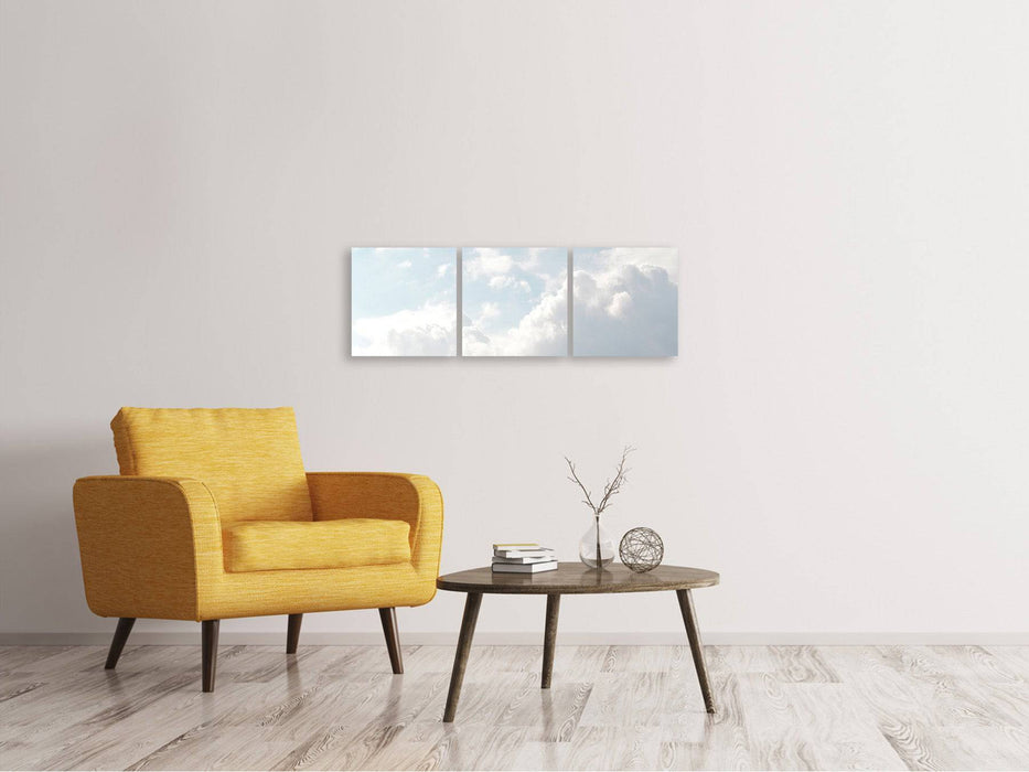 Panoramic 3-piece canvas picture Clouds in the light