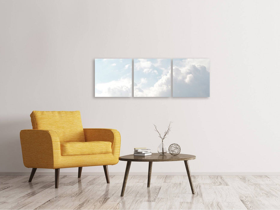 Panoramic 3-piece canvas picture Clouds in the light