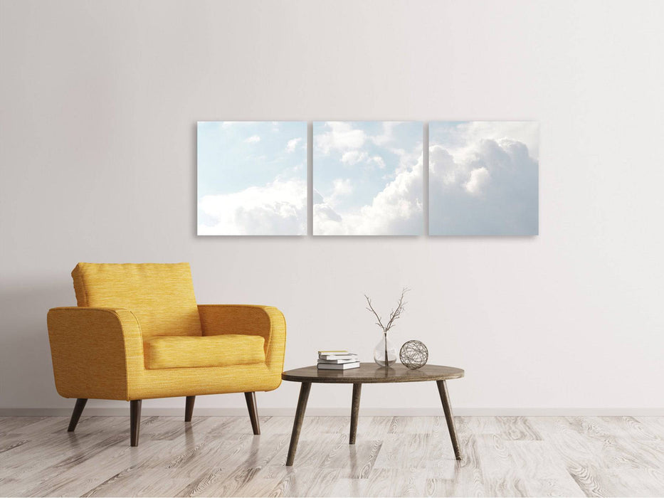 Panoramic 3-piece canvas picture Clouds in the light