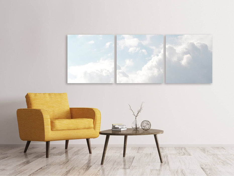 Panoramic 3-piece canvas picture Clouds in the light