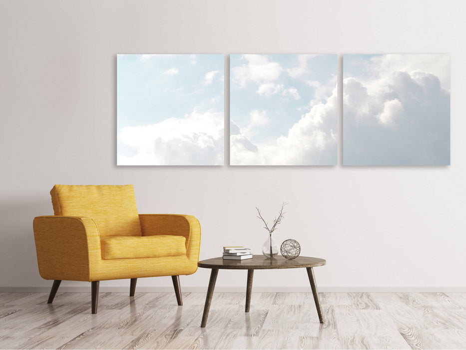 Panoramic 3-piece canvas picture Clouds in the light