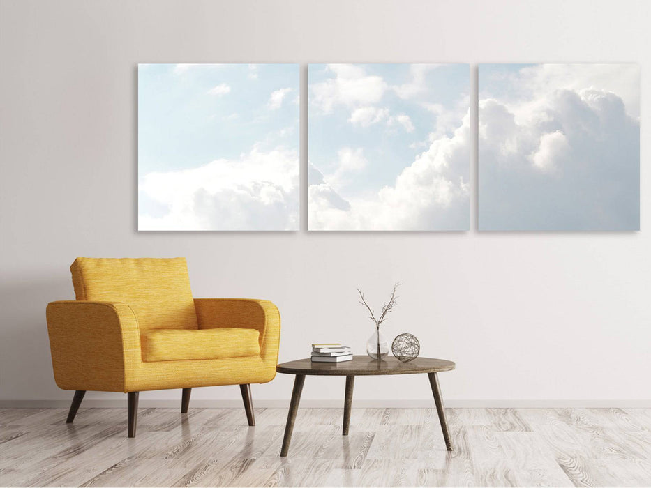 Panoramic 3-piece canvas picture Clouds in the light