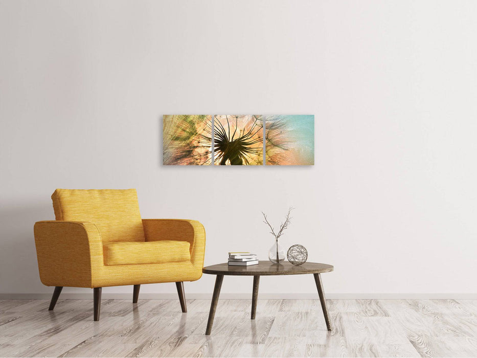 Panorama Leinwandbild 3-teilig XXL Pusteblume