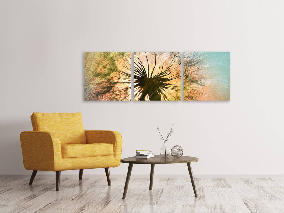 Panorama Leinwandbild 3-teilig XXL Pusteblume