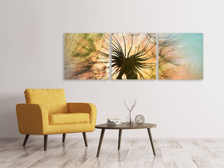 Panorama Leinwandbild 3-teilig XXL Pusteblume