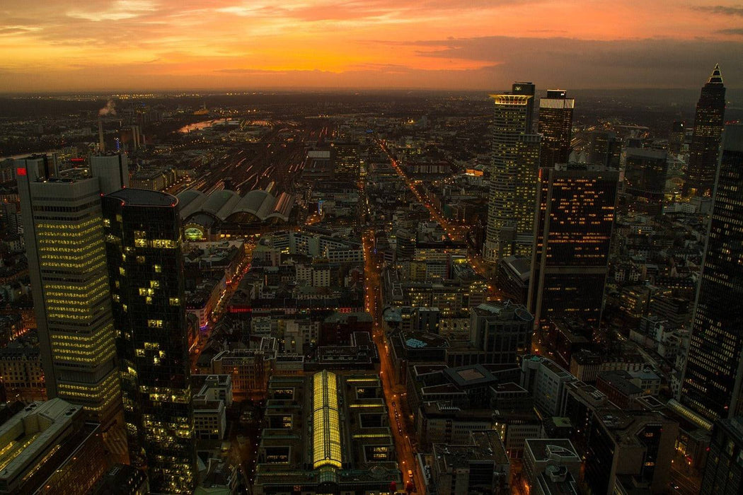 Photo wallpaper Above the roofs of Frankfurt