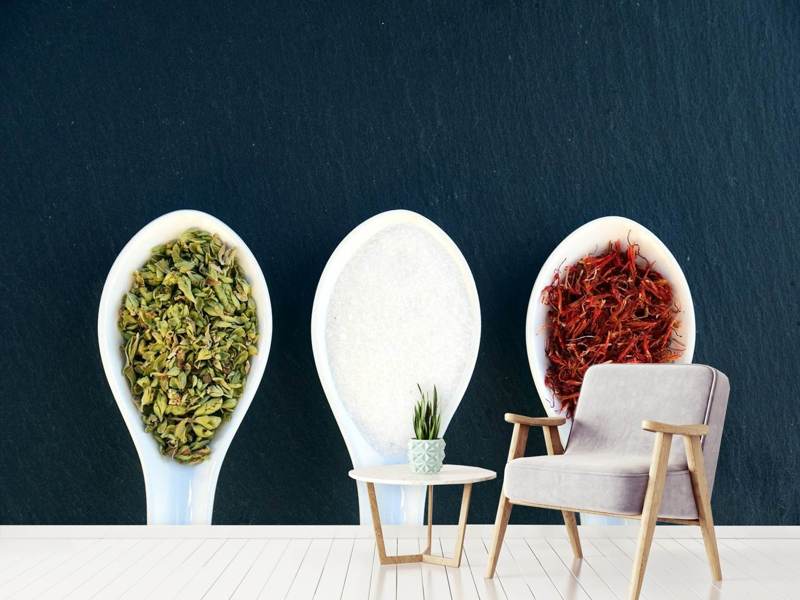 Wall Mural Italian spices in spoon