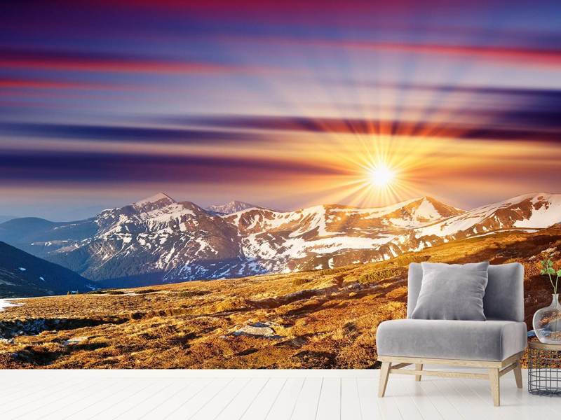 Wall Mural Majestic sunset at mountain peak