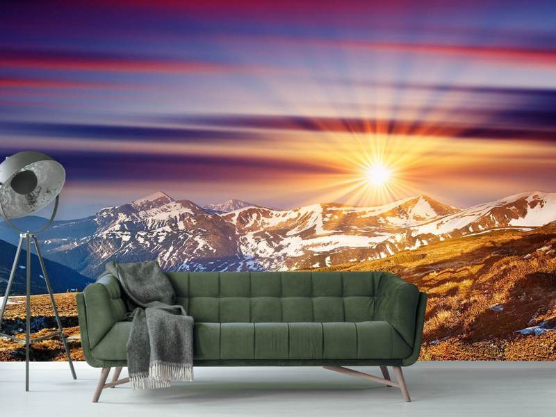 Wall Mural Majestic sunset at mountain peak