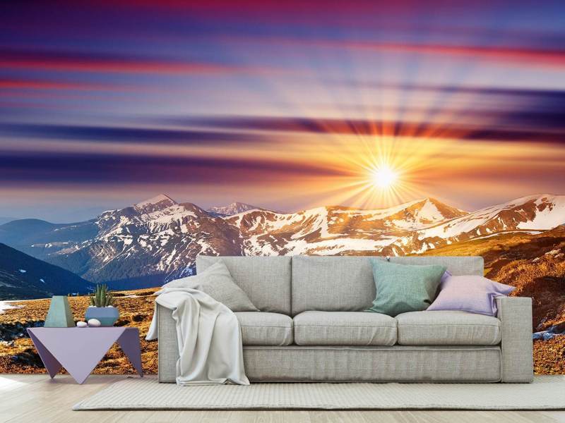 Wall Mural Majestic sunset at mountain peak