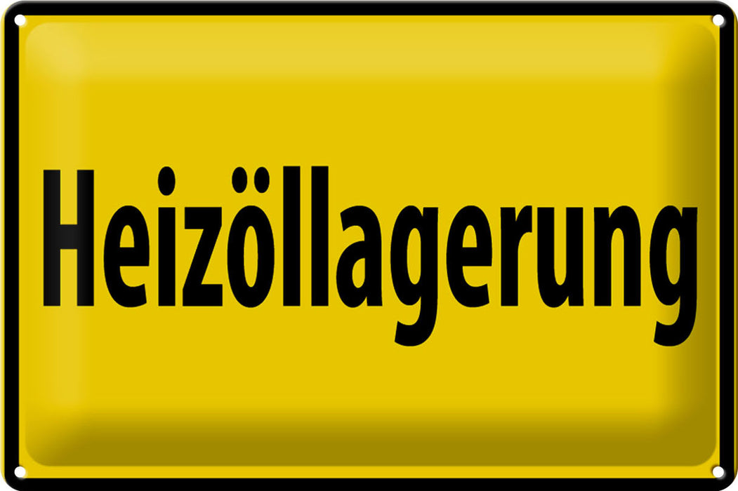 Blechschild Warnschild 30x20cm Heizöllagerung gelbes Metall Deko Schild