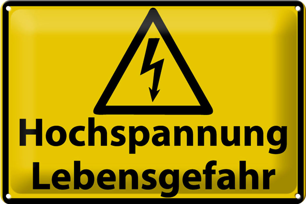 Blechschild Warnschild 30x20cm Hochspannung Lebensgefahr Deko Schild