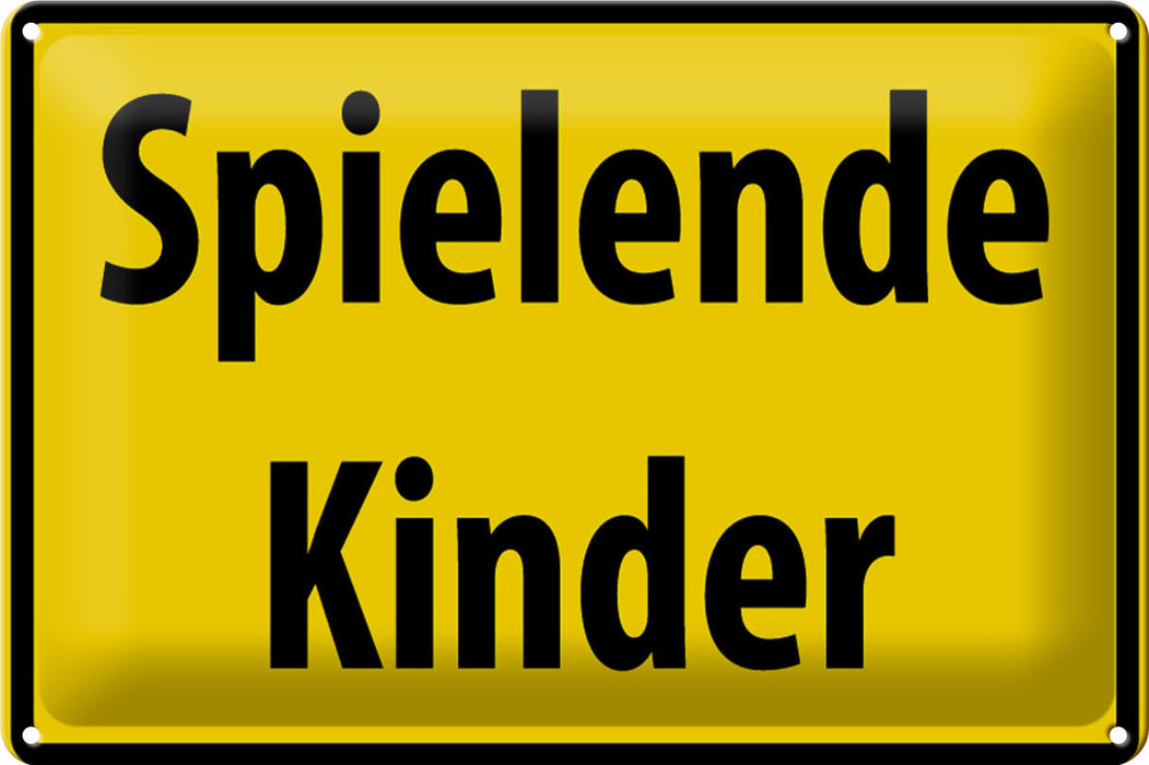 Blechschild Achtung 30x20cm Spielende Kinder Metall Deko Schild