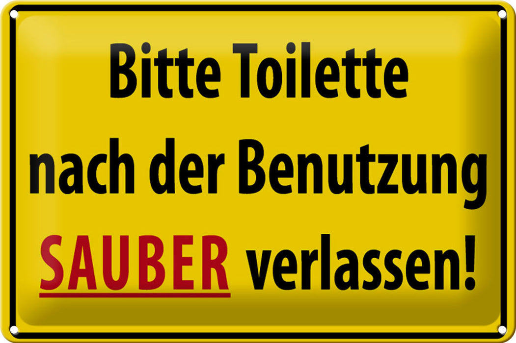 Blechschild WC 30x20cm Toilette nach Benutzung sauber Deko Schild