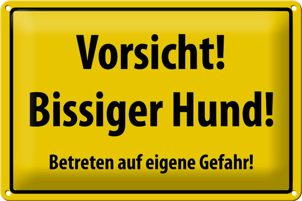 Blechschild Tiere 30x20cm Vorsicht bissiger Hund Metall Deko Schild