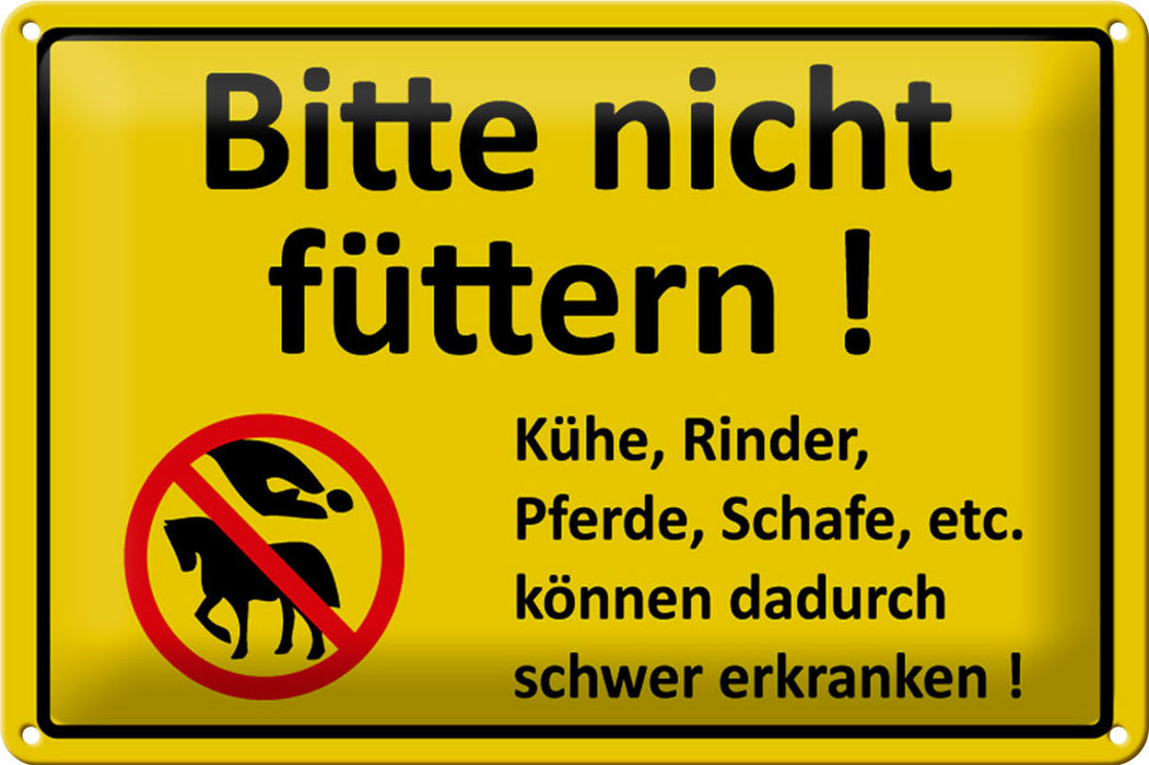 Blechschild Warnschild 30x20cm Bitte Tiere nicht füttern Deko Schild