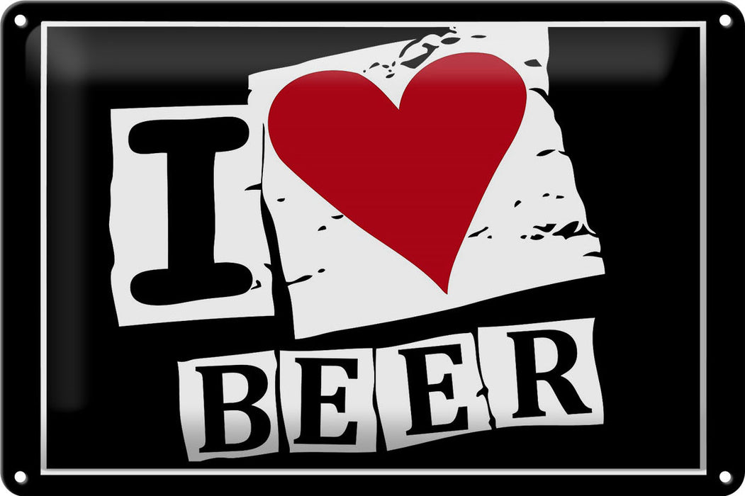 Blechschild 30x20cm Bier I Love Beer Geschenk Deko Schild