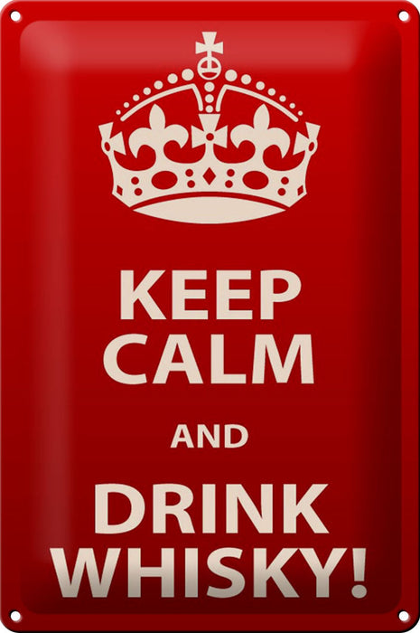 Blechschild 20x30cm Keep Calm &amp; Drink Whisky Metall Deko Schild