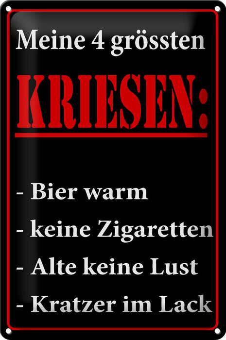 Blechschild Spruch 20x30cm Meine 4 grössten Kriesen Metall Deko Schild