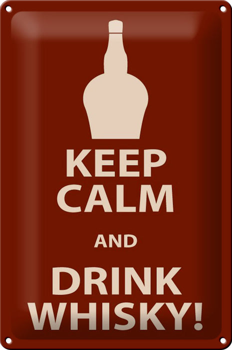 Blechschild 20x30cm Keep Calm and Drink Whisky Deko Schild