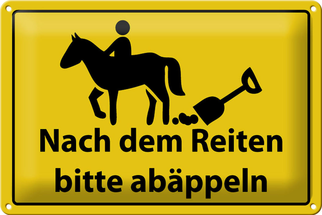 Blechschild Hinweis 30x20cm Nach Reiten bitte abäppeln Deko Schild