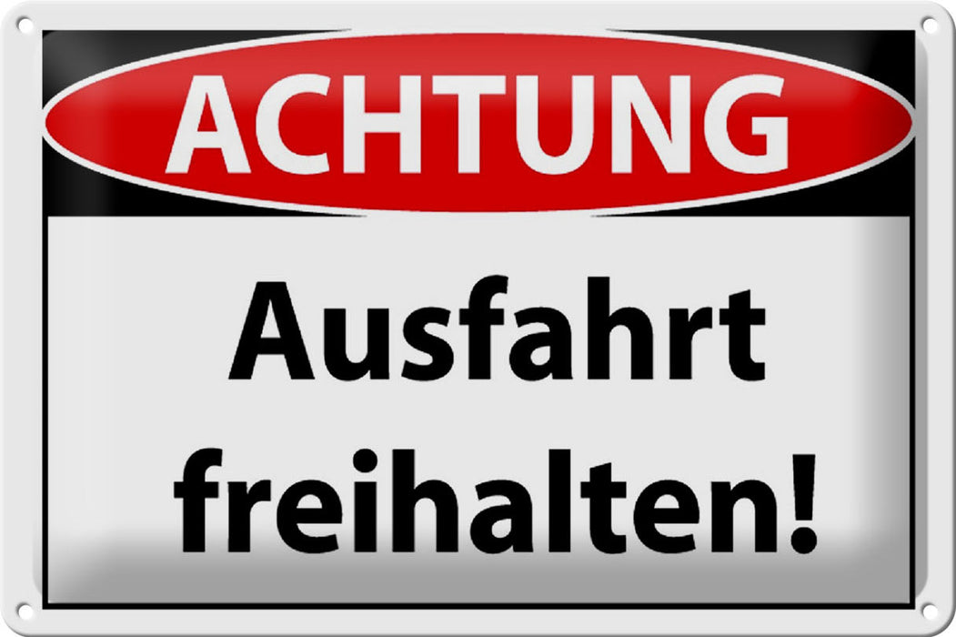 Blechschild Hinweis 30x20cm Achtung Ausfahrt freihalten Deko Schild