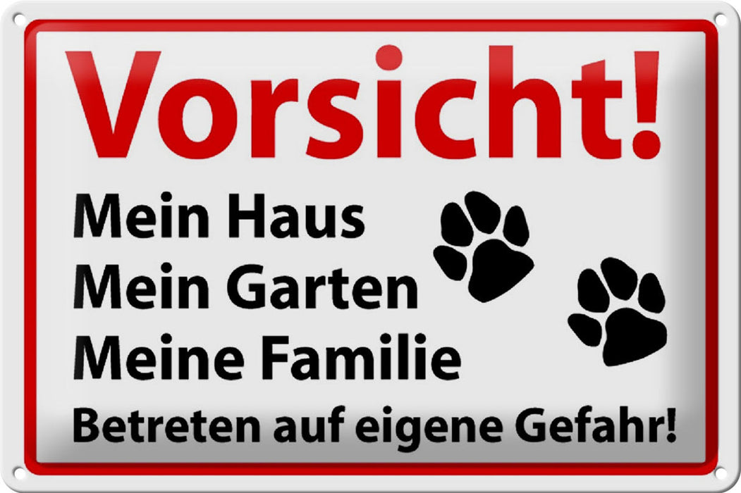 Blechschild Tiere 30x20cm Vorsicht mein Haus mein Garten Deko Schild