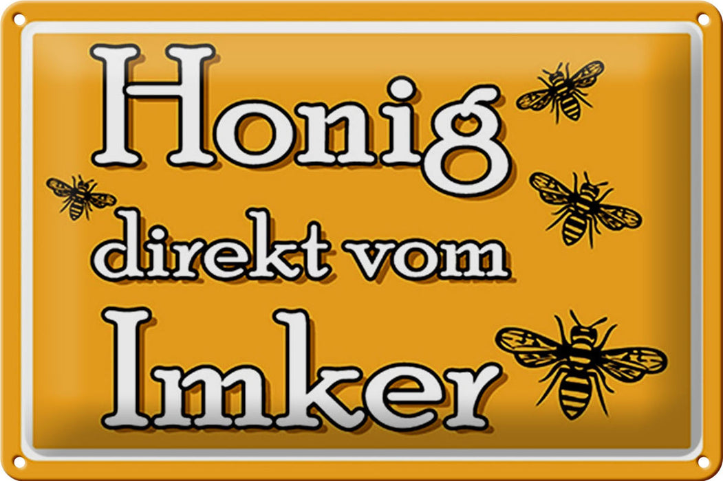 Blechschild Spruch 30x20cm Honig direkt vom Imker Metall Deko Schild