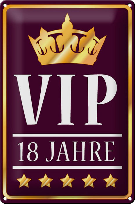 Blechschild Spruch 20x30cm VIP 18 Jahre Wanddeko Geschenk Deko Schild