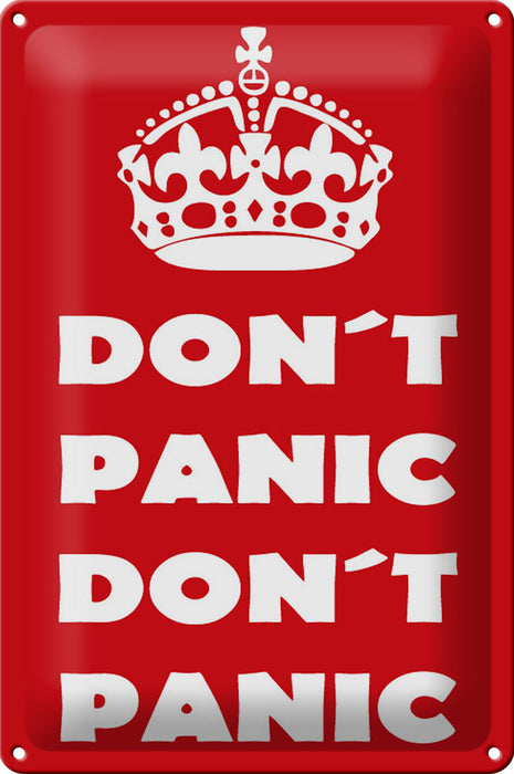 Blechschild Spruch 20x30cm Don&#039;t Panic don&#039;t panic Metall Deko Schild