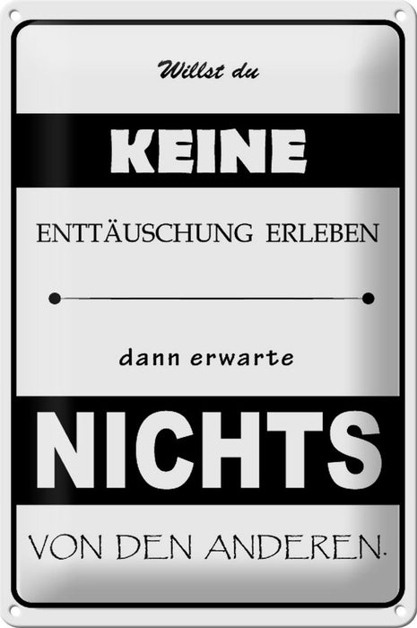 Blechschild Spruch 20x30cm Erwarte nichts von Anderen Deko Schild