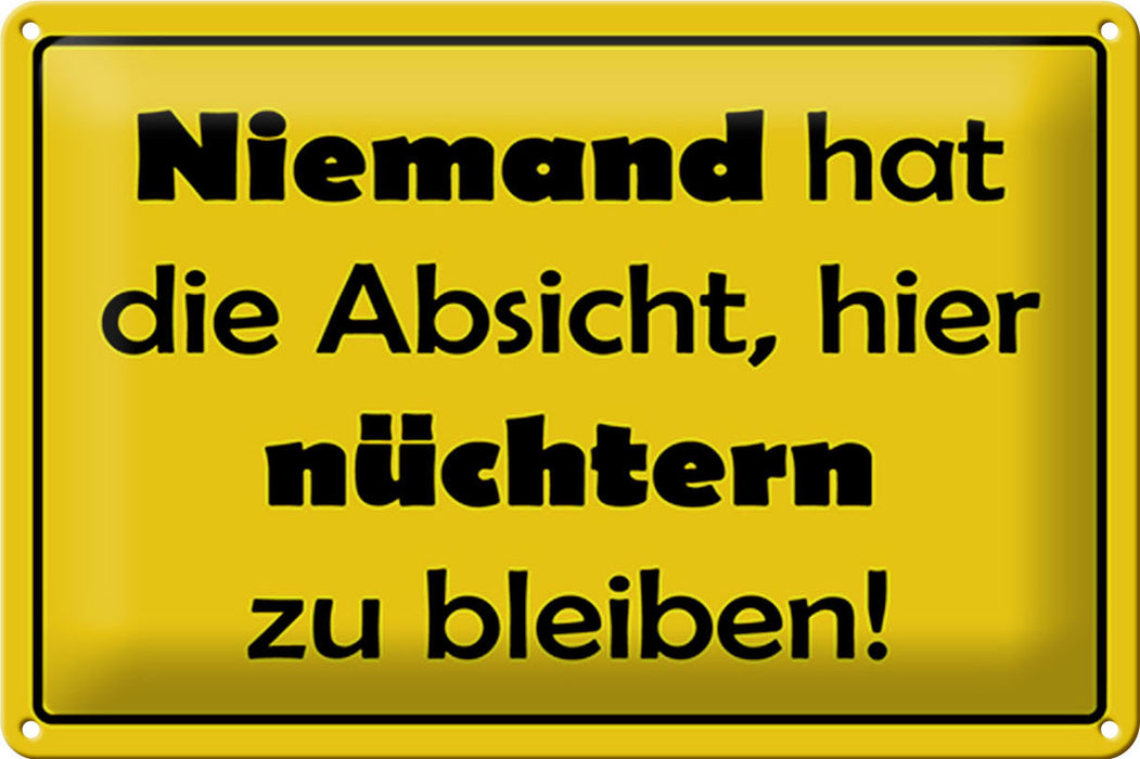 Blechschild Spruch 30x20cm Keine Absicht nüchtern zu bleiben Schild