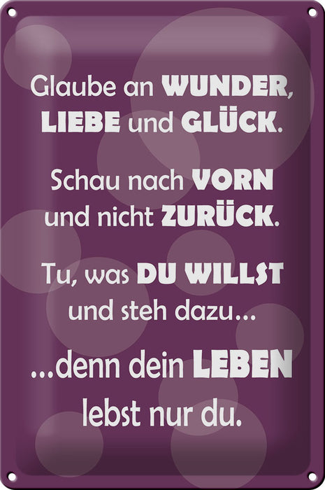 Blechschild Spruch 20x30cm Dein Leben lebst nur Du Metall Deko Schild