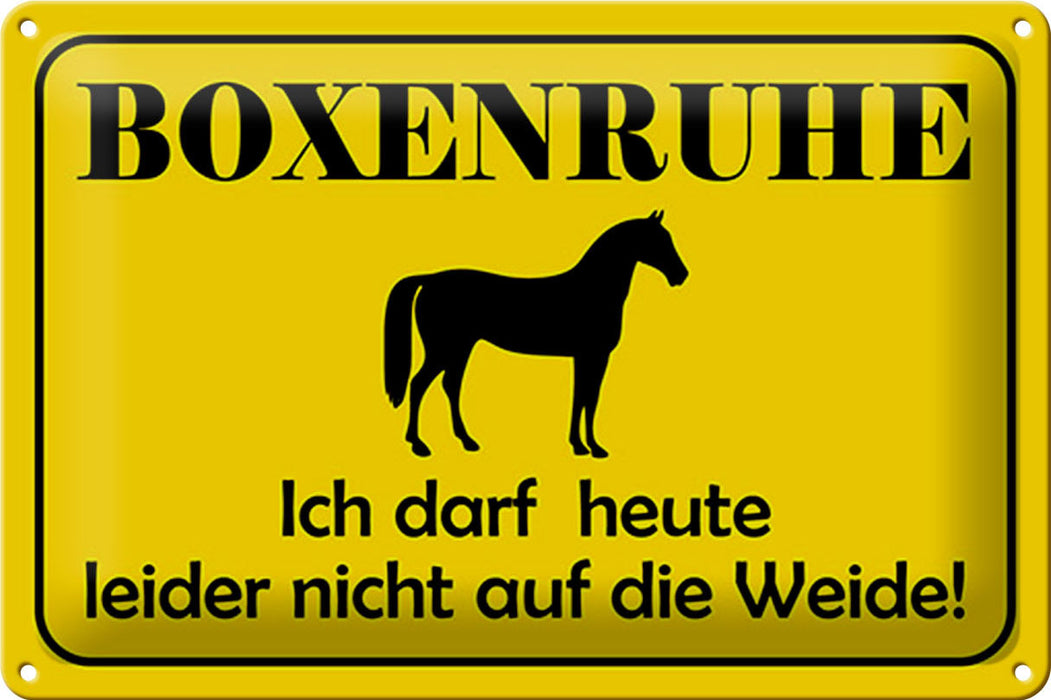 Blechschild Hinweis 30x20cm Boxenruhe nicht auf die Weide Pferd Schild