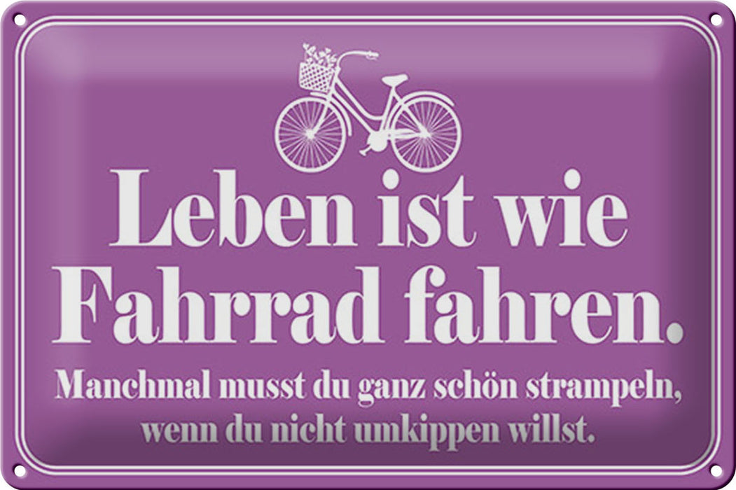 Blechschild Spruch 30x20cm Leben ist wie Fahrrad fahren Deko Schild