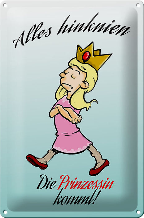 Blechschild Spruch 20x30cm Alles hinknien Prinzessin kommt Deko Schild