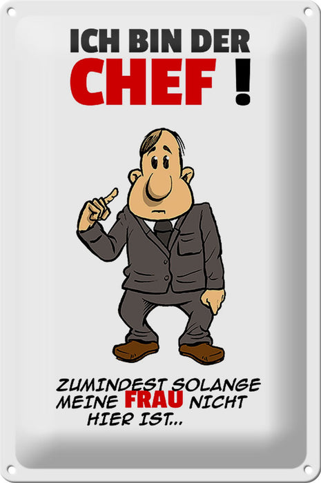 Blechschild Spruch 20x30cm Ich bin der Chef Metall Deko Schild