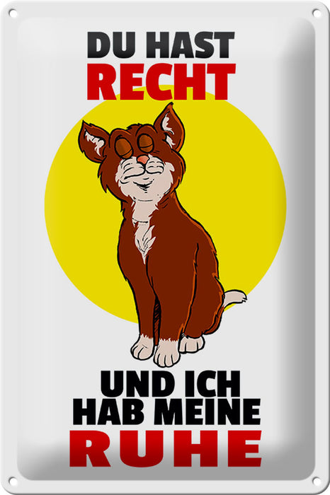 Blechschild Spruch 20x30cm Katze Du hast Recht ich Ruhe Deko Schild