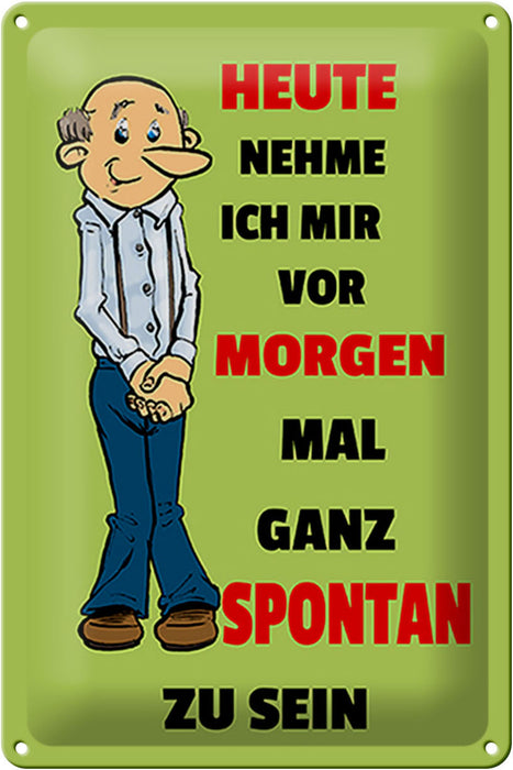 Blechschild Spruch 20x30cm vornehmen morgen spontan zu sein Deko Schild