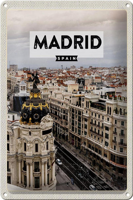 Blechschild Reise 20x30cm Madrid Spanien Reiseziel Architektur Schild