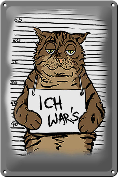 Blechschild Katze 20x30cm Ich war&#039;s Mugshot Polizeifoto Deko Schild