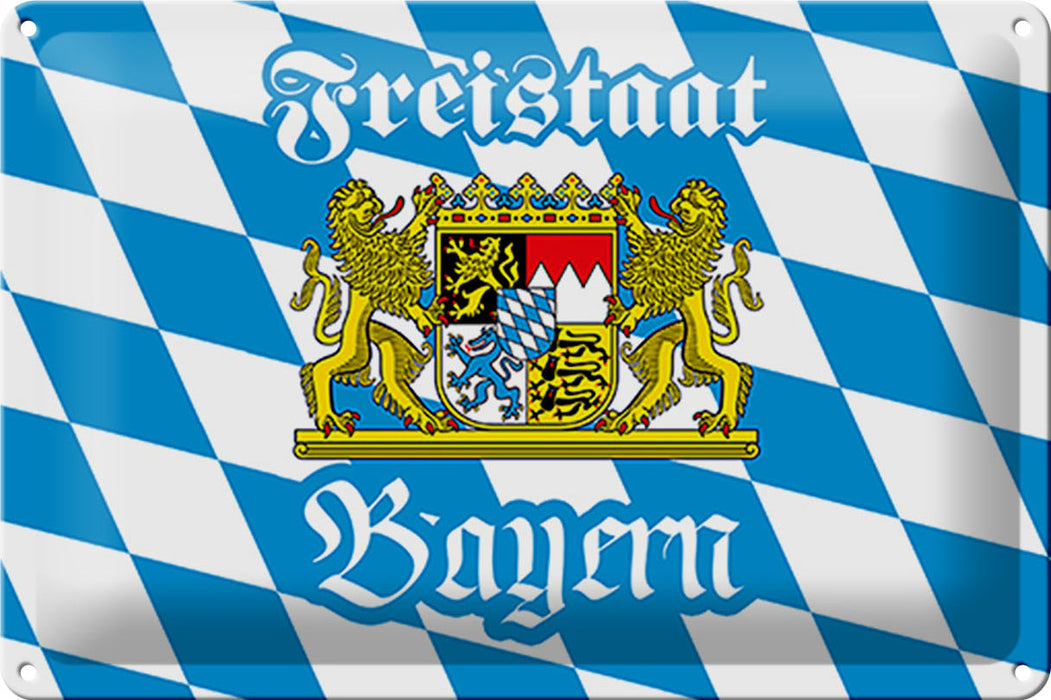 Blechschild Bayern 30x20cm Freistaat Bayern Wappen Metall Deko Schild