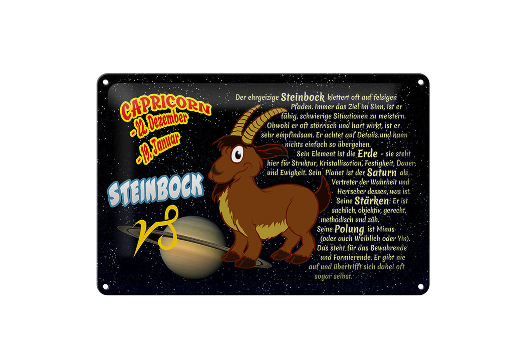 Blechschild Sternzeichen 30x20cm Steinbock Planet Saturn Deko Schild