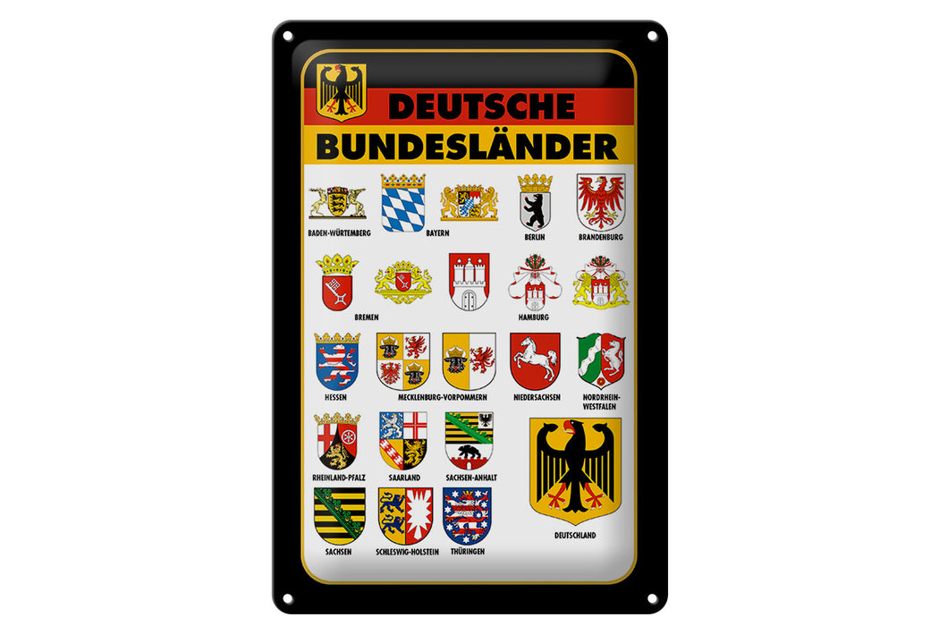 Blechschild Bundesländer 20x30cm Deutschland Wappen Metall Deko Schild