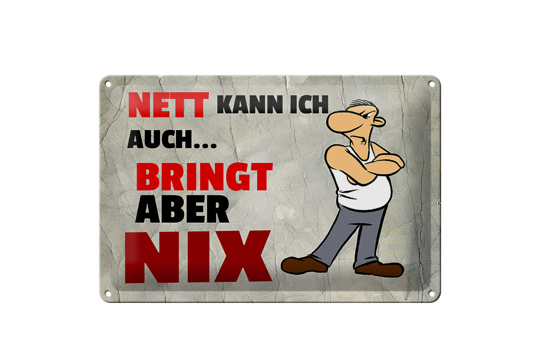 Blechschild Spruch 30x20cm nett kann ich aubringt aber nix Deko Schild