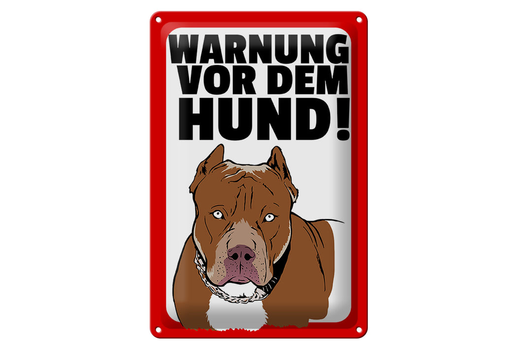 Blechschild Achtung 20x30cm Warnung vor dem Hund Metall Deko Schild