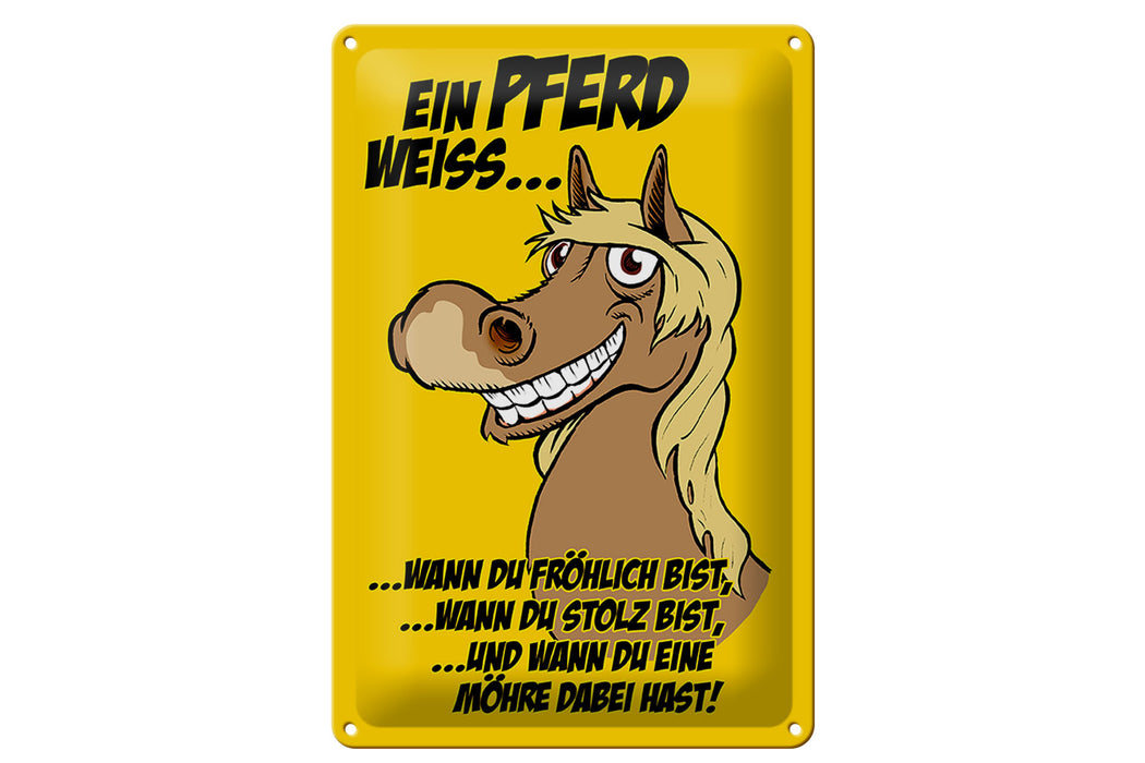 Blechschild Spruch 20x30cm Ein Pferd weiss wann fröhlich Deko Schild