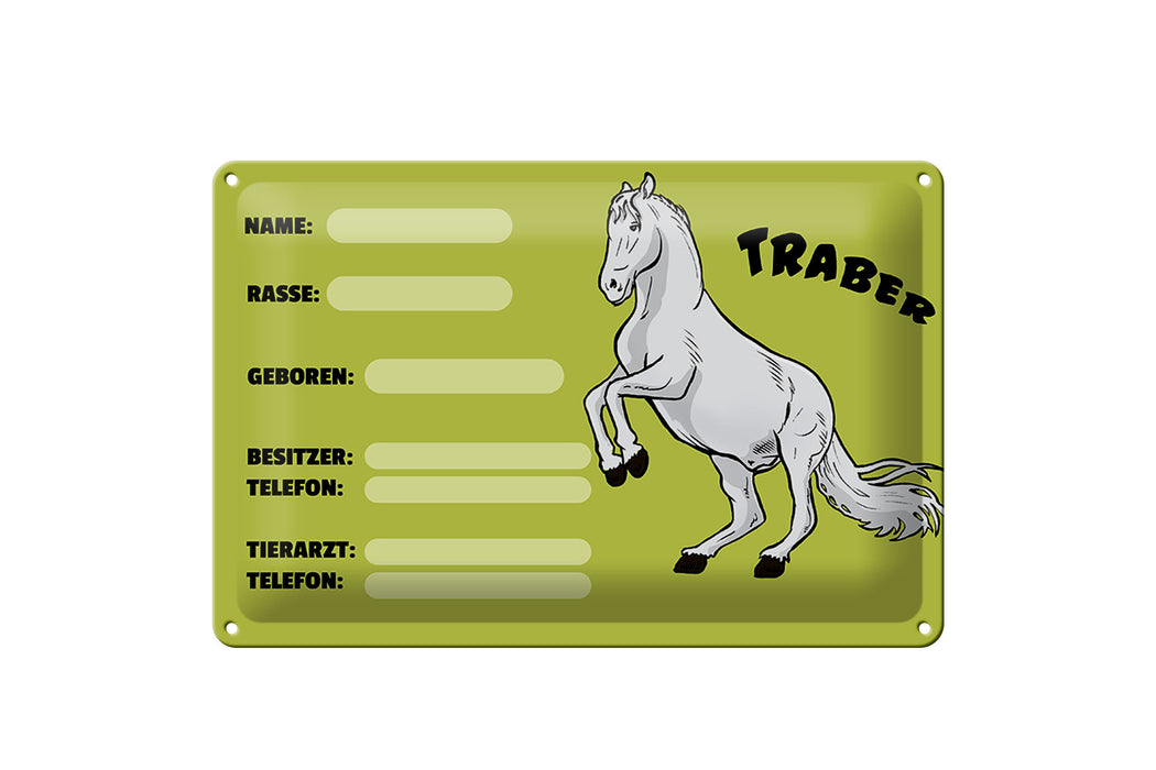 Blechschild Steckbrief 30x20cm Traber Angaben Name Besitzer Schild